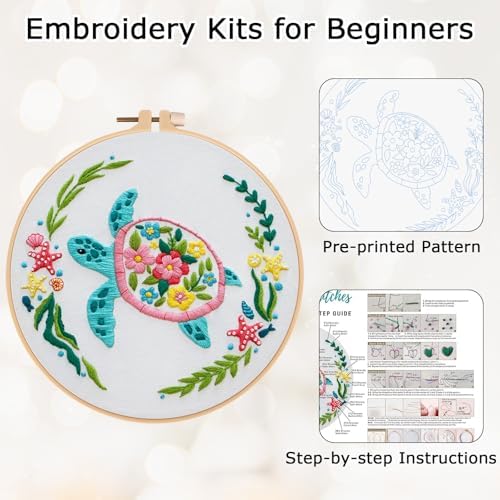 Louise Maelys Sea Turtle Embroidery Kit for Beginners