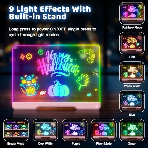 Geokay 16" Rechargeable LED Drawing Board with 9-Color Light Effects