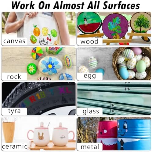 Oil Based Paint Markers, 12 Colors Permanent Paint Pens, Waterproof Quick Dry Paint Marker Set for Rock Painting, Wood, Glass, Metal, Plastic, Canvas, DIY Craft