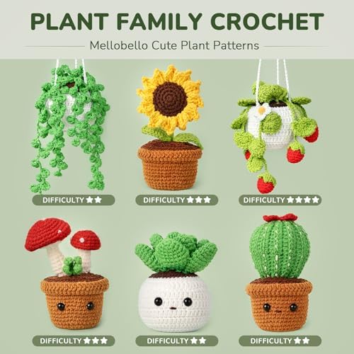Crochet Kits for Adults Beginner Crochet Plant Kit with Video Tutorials, 6P
