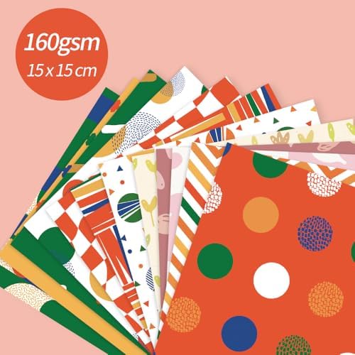 6x6" Cardstock Single Sided Scrapbooking,Craft Decorative Scrap Book Paper | 160gsm,24-Sheet 12Patterns Colored Paper,Junk Journal Supplies,Vivid Origami Papers DIY Craft Gift Wrapping Album.Sweet Love