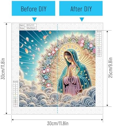 AiYuanzsh Special Shape Diamond Painting Kits for Adults, Virgin Mary Praying 5D Crystal Rhinestone Diamond Art Canvas, DIY Paint by Diamonds Religious Craft Kits, Christian Home Wall Décor Artwork