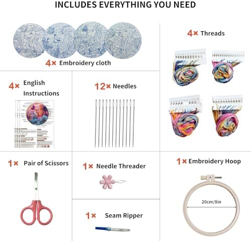Embroidery Kit for Adult Craft Lovers, Butterflies and Lions Embroidery Kit