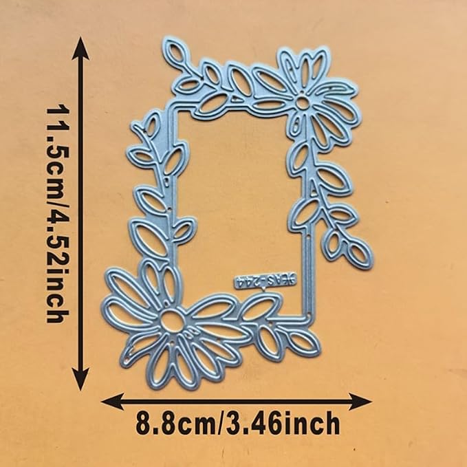 Lapoo Geometric Cutting Die for Scrapbooking - Durable, Metal Cutting Die for DIY Scrapbook Photo Album Decorative Paper Card, Card Making Supplies (Flower Leaf Border 4.5 x 3.5 in)