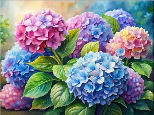 EIBEILI Diamond Art Kits for Adults-Hydrangea Flowers Diamond Painting Kits