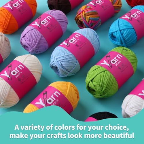 Crochet Yarn 150g/163.5yds Cotton Yarn for Crocheting - Crochet Knitting Yarns for Beginners with Easy-to-See Stitches - Yarn for Crocheting - Parfait Chunky Yarns -Cotton-Nylon Blend (A3)