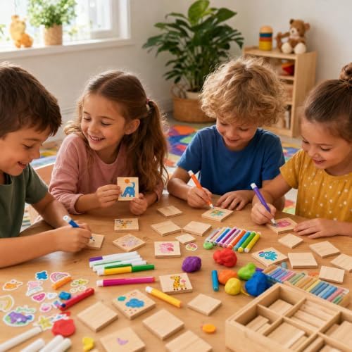 FSWCCK 36 Pcs 2x2 Wood Squares, Smooth Wooden Blanks for Laser Engraving