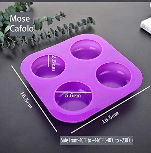 2 Pack 4 Cavity Round Silicone Molds Soap Bath Bomb Shower Steamer Bars DIY | Blue and pink flexible trays make smooth lotion bars wax melts resin crafts with easy release for homemade projects and gifts