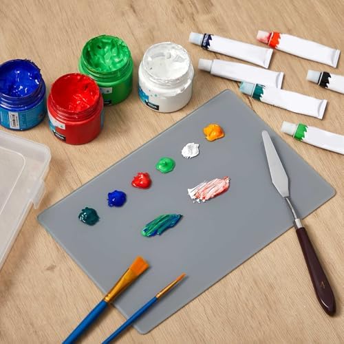 Nuanchu 1 Set Glass Oil Paint Palette, Airtight, 10.2 x 6.8 Inches, Grey | Handy Tempered Glass for Oil Painting, Moisture-proof lid Keep Paint Fresh, Portable Travel Outdoor, Leak-proof Airtight Seal