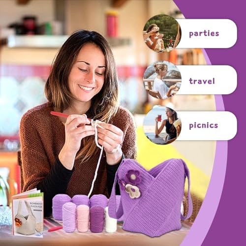 Pnytty Crochet Tote Bag Kit for Beginners, Crochet Starter Kit for Adults