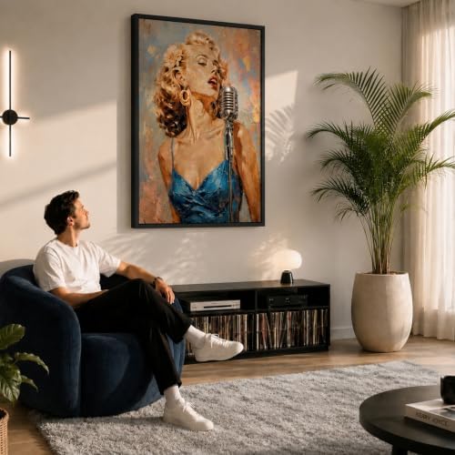 Canvas Floater Frame for 1”–1.25”Deep Gallery Wrapped Canvas, Wood-Look Floating Frame Wall Artwork for Oil Paintings, Gallery Bedroom, Living Room, Studio, Made in USA (Black,8x12)