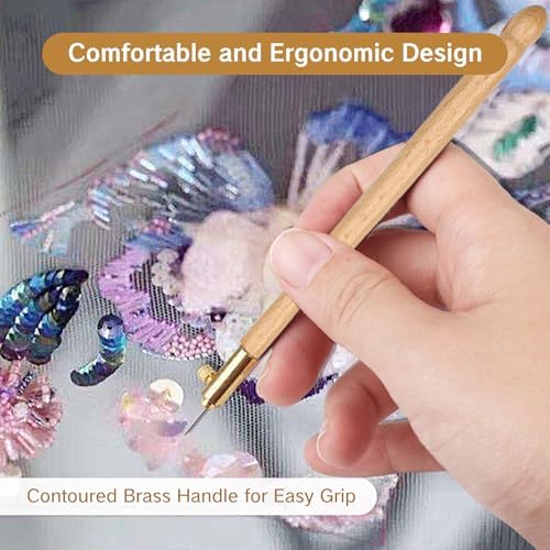 BRBASAP Tambour Embroidery Hook Needle Kit Beading Tool with 3 Needles for Beaded Designs Beadwork Sequin Crafting and Frame Work Complete Tambour Beading Kit for Beginners and Professionals