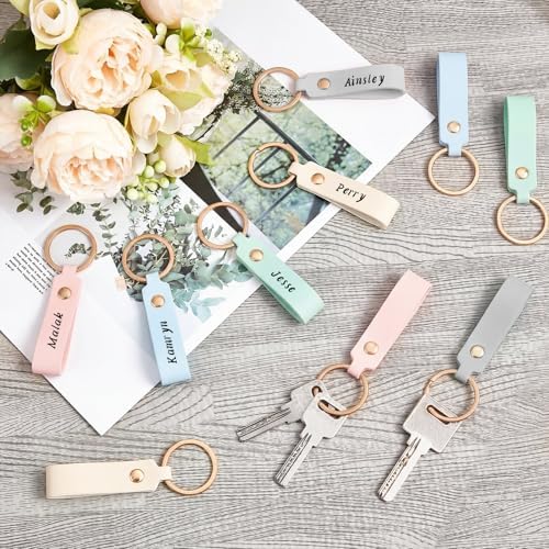 Wavyknot 100 Pcs Leather Keychain Blanks, 3.7 x 0.7 Inches, Vivid Color