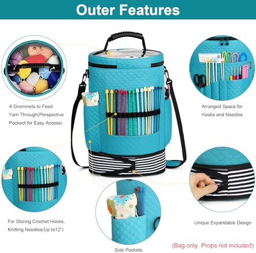 Crochet Yarn Knitting Bag 3PCS Expandable Large Yarn Storage Organizer Bag