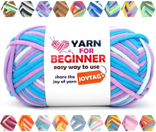 50g Rainbow Beginner Crochet Yarn for Crocheting and Knitting Multicolor Cotton Crochet Yarn for Beginners Easy Yarn for Beginners(Blue Pink Purple)