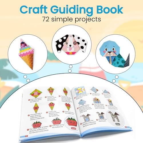 AluAbi 152-Sheet Origami Paper Kit with 72 Patterns & Instruction Book