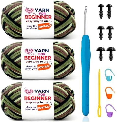 3 Pack Rainbow Beginner Crochet Yarn for Crocheting and Knitting Multicolor Cotton Crochet Yarn for Beginners(Camouflage)
