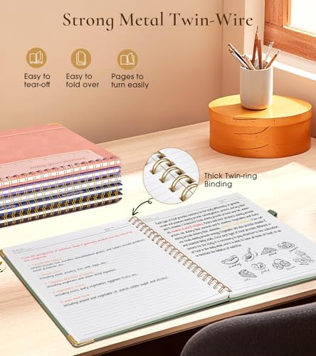 Hardcover Spiral Notebook Journal 8.5” x 11”, A4 Large Cute Notebooks for Women Men, Lined College Ruled Notebook, 100 GSM Paper, Spiral Bound Journals for Work School Note Taking Business, Purple Marble