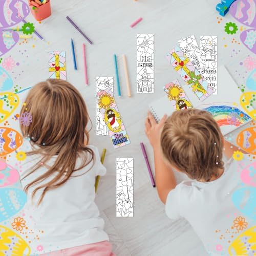 72Pcs Easter Color Your Own Bookmarks, Coloring Blank Bookmarks for Kids