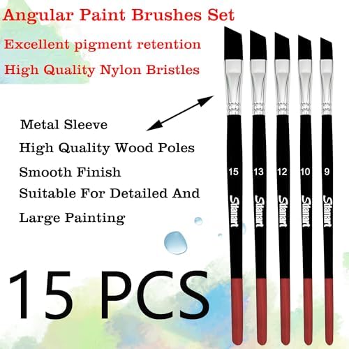 Sdanart Angular Paint Brushes,15 PCS Angled Paint Brush Angled Paintbrush