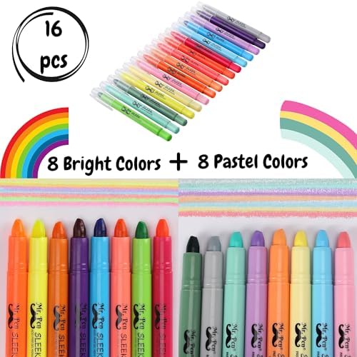 Mr. Pen- No Bleed Gel Highlighters, Assorted Colors, 16 Pack
