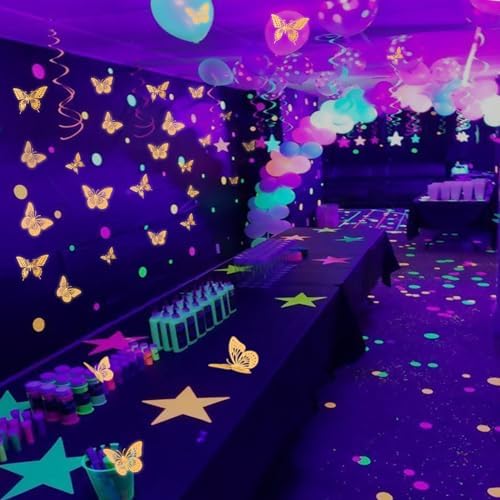 SAOROPEB Glow in The Dark 3D Butterfly 24 Pcs Orange Butterfly Stickers | 3 Sizes, Luminous Butterfly Stickers for Ceiling all, Glow in The Dark Party Supplies, Stickers for Kids Babys Nursery