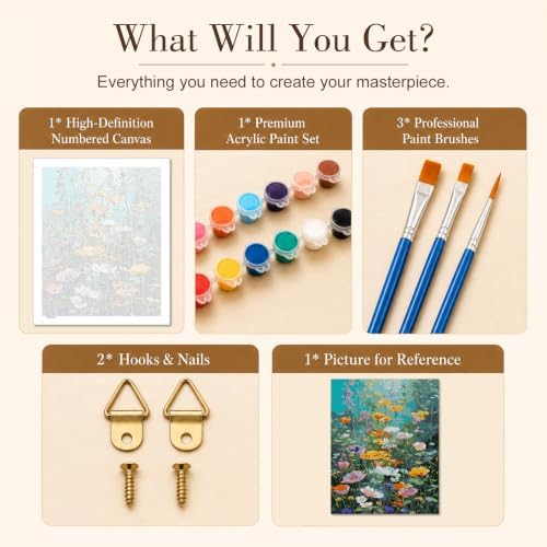 TELMOXA Wildflowers Paint by Numbers Kit for Adults, 16x20 in