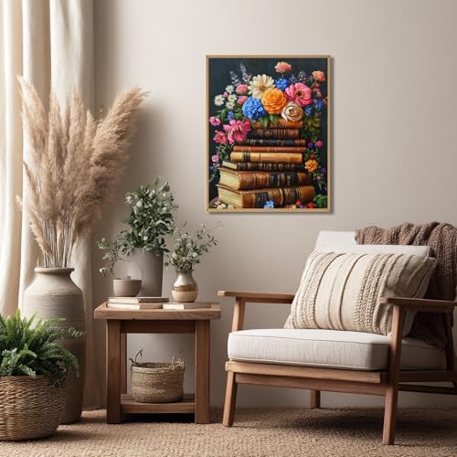 Reivworl Book Paint by Numbers Kit for Adults Beginners, Flowers Paint by Numbers, Adult Paint by Number Kits for Gifts and Home Wall Decor 16x20 Inch