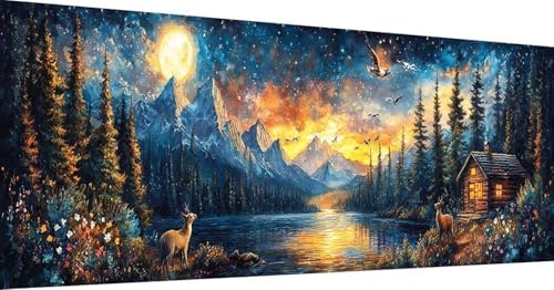 YALKIN Paint by Numbers Kit for Adults, Landscape Large Adults'paint-by-Number Kits on Canvas, DIY Acrylic Oil Painting by Numbers Kits, Perfect for Home Decor, Gifts 30x90CM /11.8x35.4in