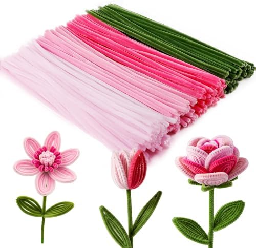 Caydo 200 Pieces Pink Pipe Cleaners for Flowers