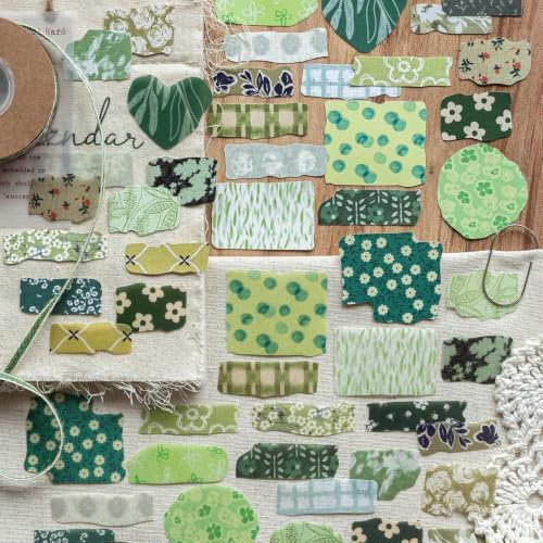 300 Pcs Fabric Texture Washi Stickers, 6 Packs Vintage Scrap Decals