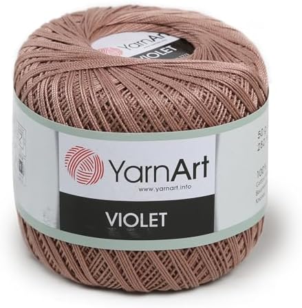 Yarn Art 1 Skein YarnArt Violet,100 Mercerized Cotton Yarn Threads Crochet Lace Hand Knitting Yarn Embroidery Arts Crafts (Brown 0015)