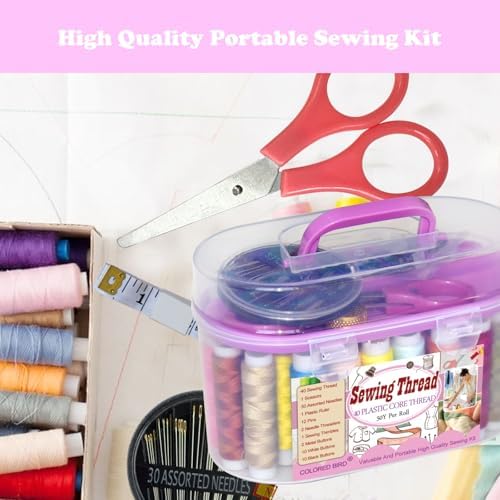40 Spools of Sewing Thread,Gift Box Portable Basic Sewing Repair Kits (Purple)