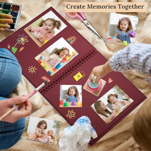 Scrapbook Photo Album 7"x7" 20 Sheets 40 Pages Hardcover Kraft Paper Khaki