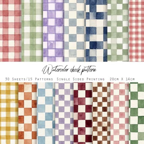 30 Sheets Scrapbook Paper Supplies, 7.9x5.5 Inch Inch Single Sided Multiple Grid Patterns Craft Paper for Scrapbook Albums Greeting Cards Gift Tags Photo Books Decor Origami DIY Crafts