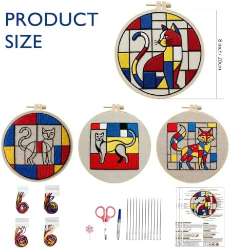 Embroidery Kit for Beginners & Adults with Animal Pattern
