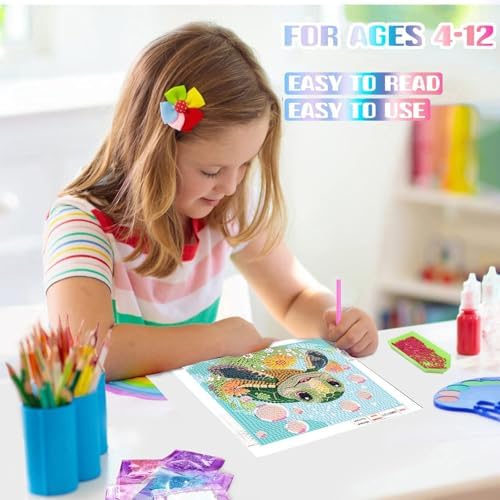 Sea Turtle Diamond Art Painting Kits for Kids with Frame Ages 6-9 (7x7 in)