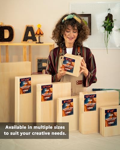 DJAR Wood Canvas Panels 8" x10'', 2 Pack – Ideal for Paint Pouring, Acrylic, Oil Painting, and Art Crafts
