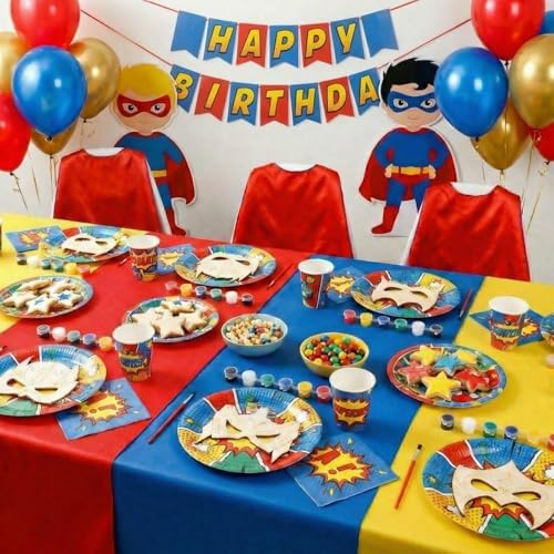 Weysat 24 Sets Color Your Own Hero Masks DIY Blank Masks Wooden Painting Craft Kits Include Beautiful Cards and Art Supplies for Boys Girls Birthday Party Graffiti Crafts Party Favors