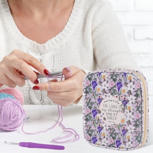 Crochet Hook Case,Portable Zipper Storage Organizer Bag for Crochet Hooks, Knitting Needles, Project & Sewing Supplies, Lightweight,Easy to Hold (No Accessories Included).Purple Lily