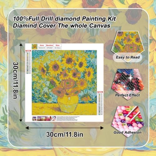 VeGuude Diamond Art Kits for Adults Sunflower Diamond Painting Kits 12*12In