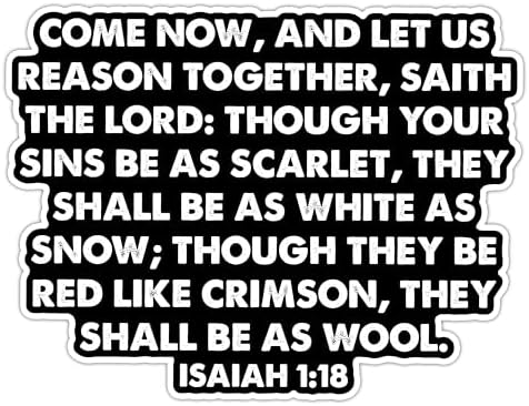 Isaiah 1 18 Sticker - Christian Redemption and Hope Scripture Decal, Inspirational Bible Verse, Christian Gift, Bible Verse Sticker, Decal for Laptop, Notebook, Journal, Phone Case
