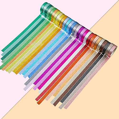Asty 30 Rolls Colored Washi Glitter Tape, Christmas Decorative Washi Tape