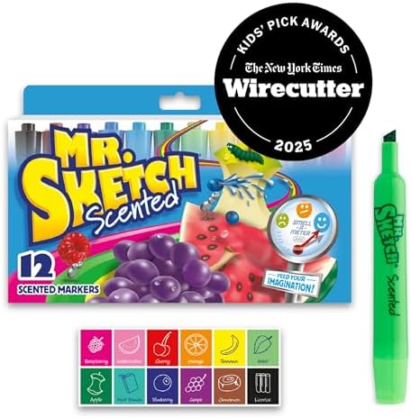 Mr. Sketch Scented Markers, Chisel Tip, Assorted Colors, 12 Count - Fun for Kids, Coloring, Spark Creativity, Arts & Crafts