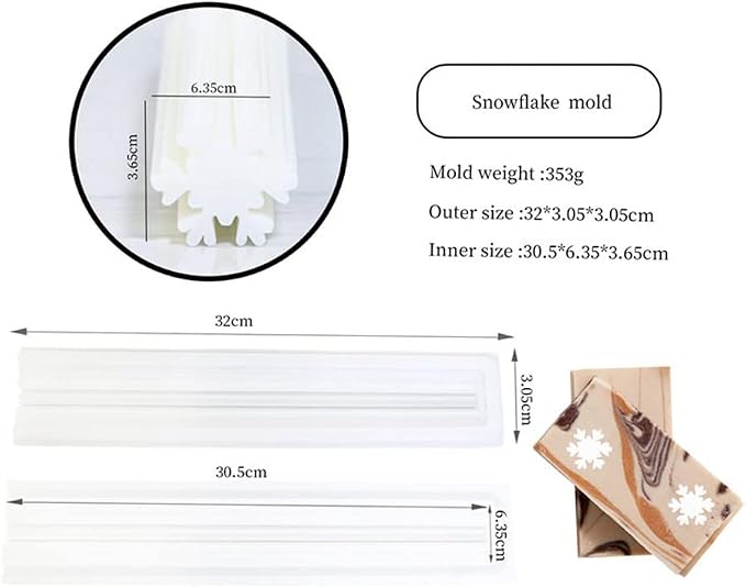 Snowflake Tube Column Silicone Soap Mold Embed Soap Making Supplies Tool Heart Shape Candle Mold Set Soap Mould