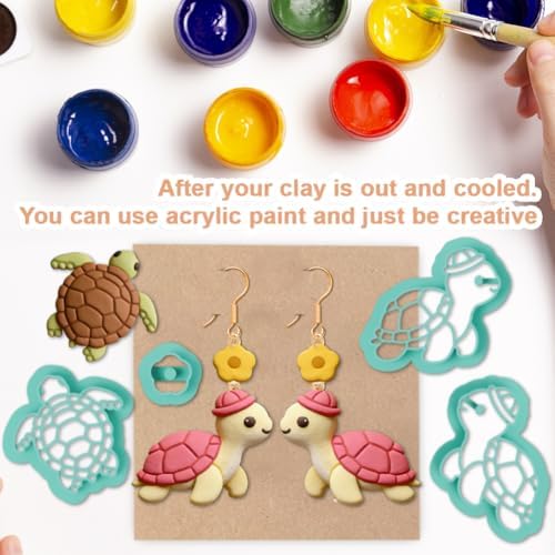 15Pcs Sea Turtle Polymer Clay Cutters Starfish Clay Earrings Cutters for Adults Polymer Jewelry Cutter for Earrings Making Party DIY Craft Supplies