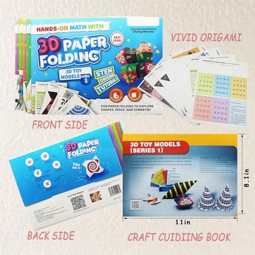 Foraineleyo Hands-On Math 3D Paper Folding Kit for Kids – STEM Origami Toy Models Set, Educational Geometry Learning Craft, DIY Paper Folding Activity for Boys Girls Ages 6-12