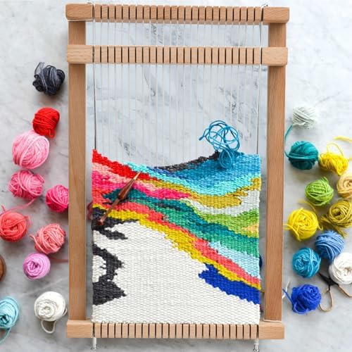 LYKTRIX Weaving Loom for Kids, Wooden Weaving Kit, Loom Kit for Kids Ages 8-12, Great Knitting Looms for Beginners and Girls Over 6 Years Old, Contains Enough Weaving Yarn 11.4" x 7.5"