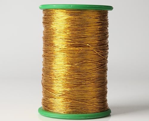 KONMAY 0.5MM Metallic Gold Elastic Sewing Thread(440 Yards)- Stretch Shimmer String for Smocking, Shirring, Gatherring,Ruching&Decorative Garment Sewing