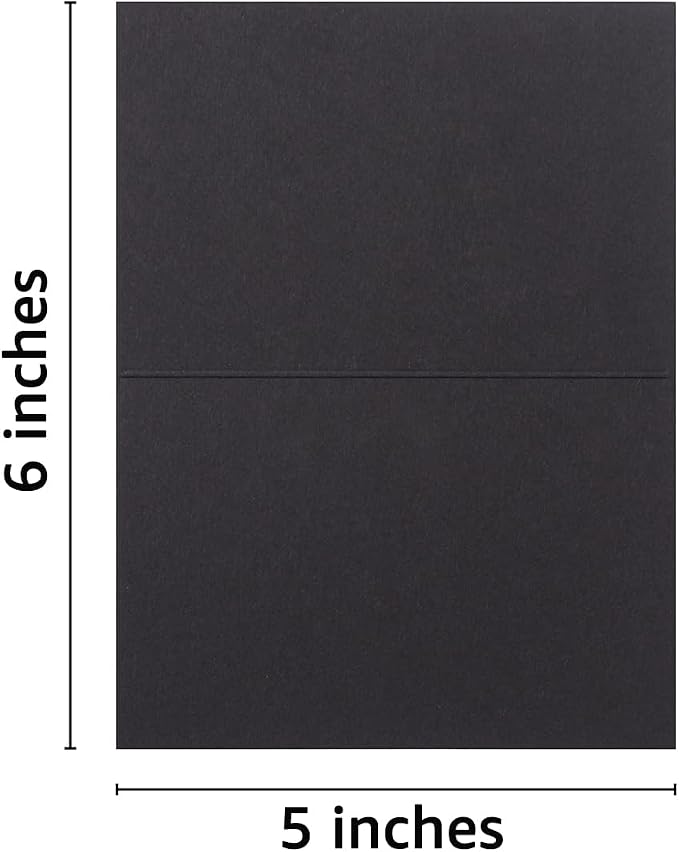 50 Pack Blank Folded Cardstock Business Cards, Black, 3x5